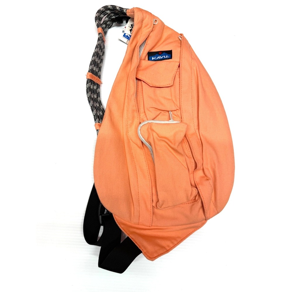 KAVU Rope Sling Backpack Coral Orange Canvas Crossbody Hiking Travel Bag NWTS